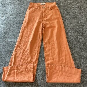 Ética Linen Burnt Devon Orange Wide-Leg Woman’s Trousers Size 24